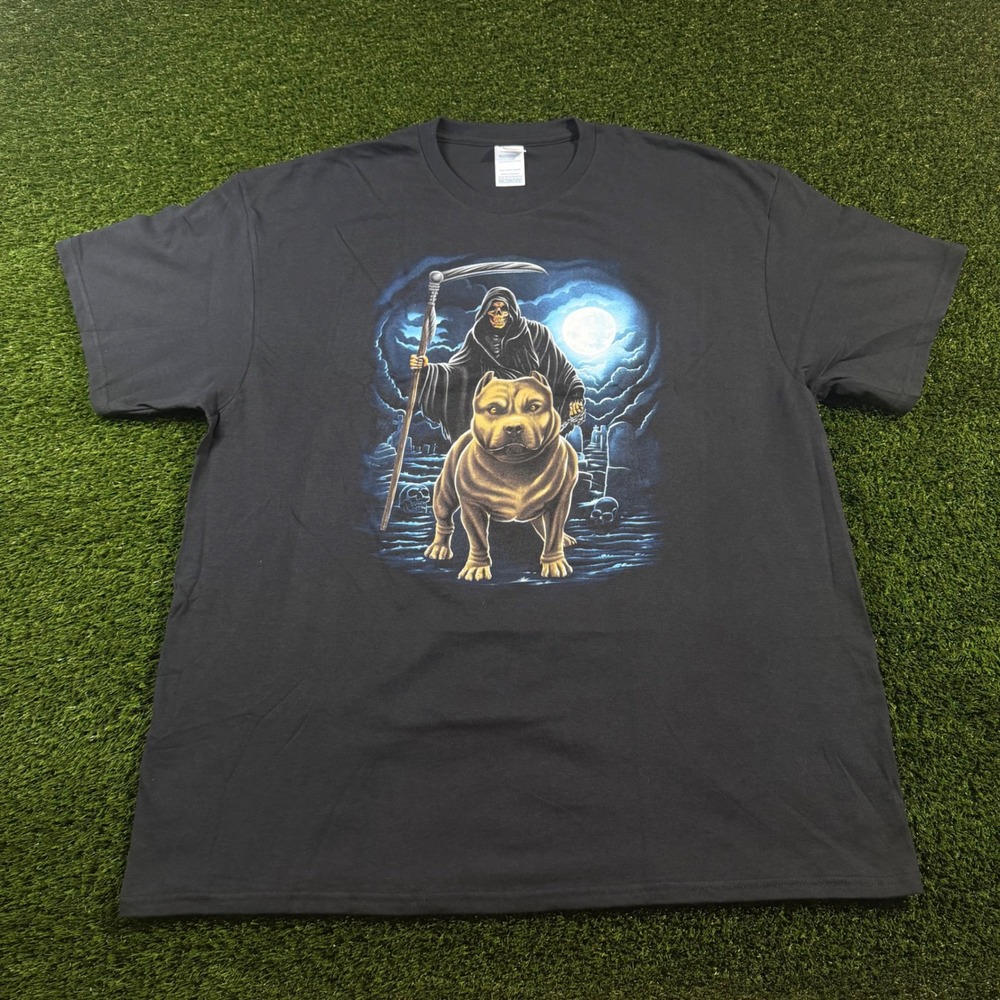 Delta Pro Weight Grim Reaper Pit Bull Graphic Tee Black Mens 2XL Short Sleeve